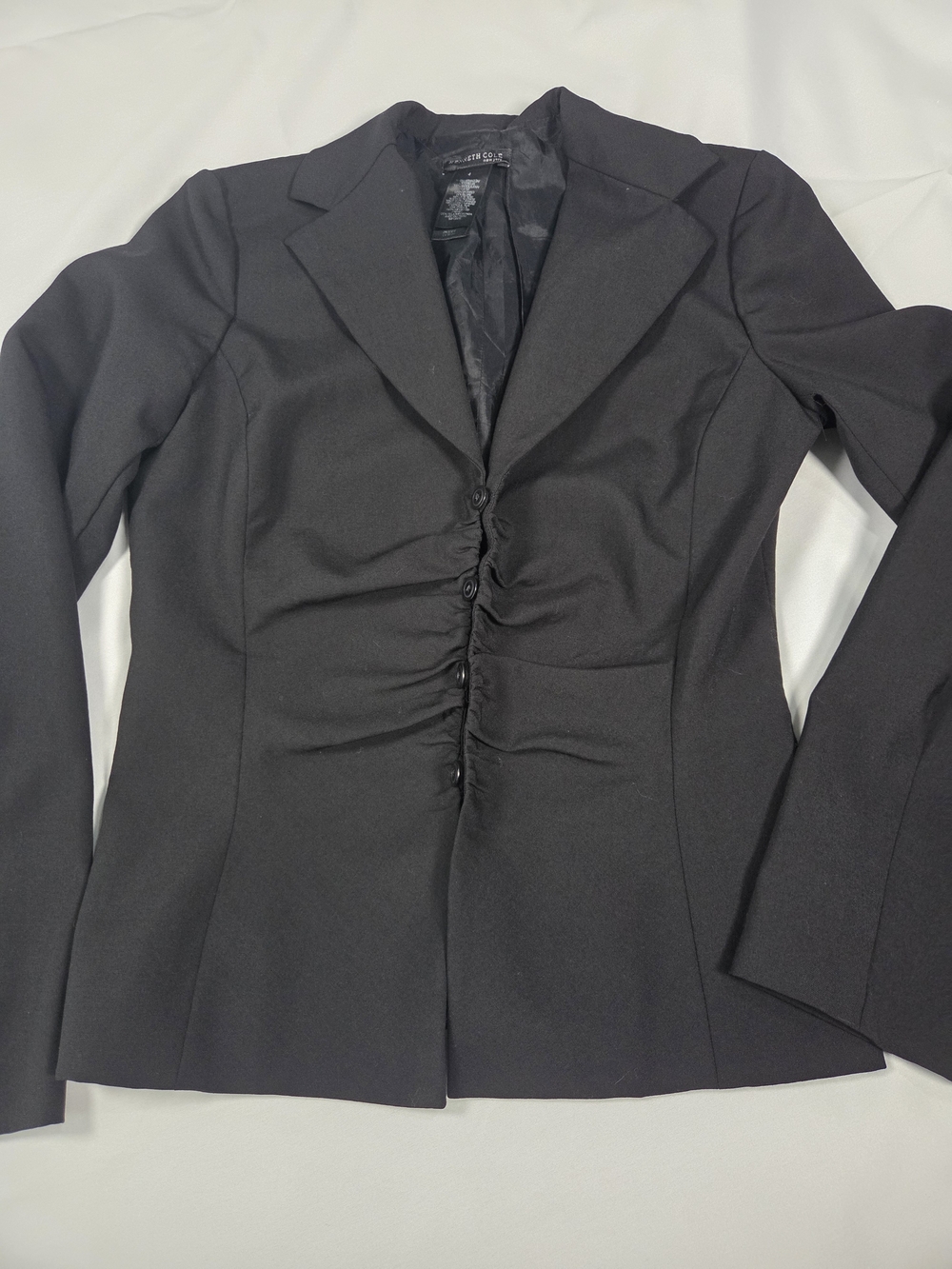 Kenneth Cole Black Ruched Front Blazer
